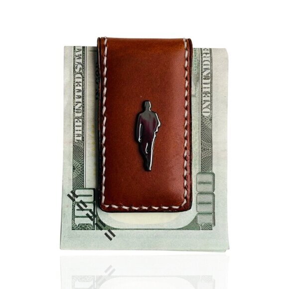 Hand Crafted Leather Money Clip, Strong Magnet, Accessory for Men - Picture 2 of 5